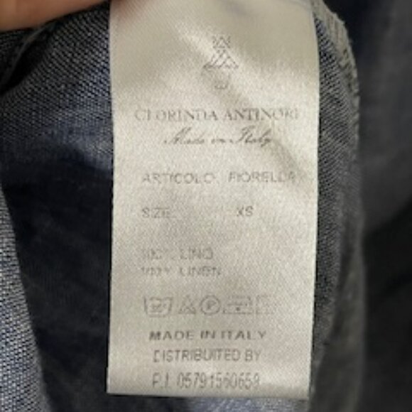 Clorinda Antinori Italian 100% Linen Maxi Dress Denim Blue XS Tiered Ruffle - Picture 7 of 10